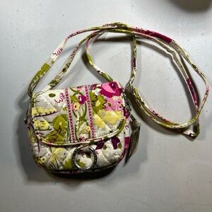 Vera Bradley Little Hip Pink and Green Floral Crossbody Belt Bag